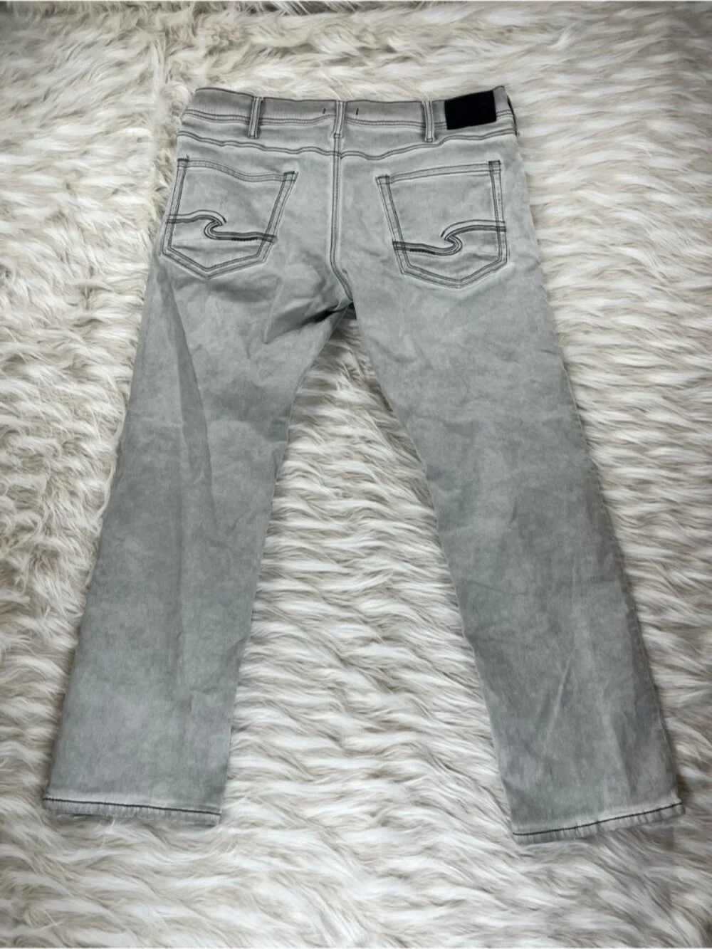 Silver Y2K Eddie Jeans Men's 38x31 Mid Rise Relaxed Fit White